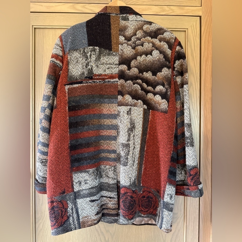 Vintage Givenchy Multicolor Patterned Blazer Lined Wool with Pockets / 14W - Picture 9 of 15